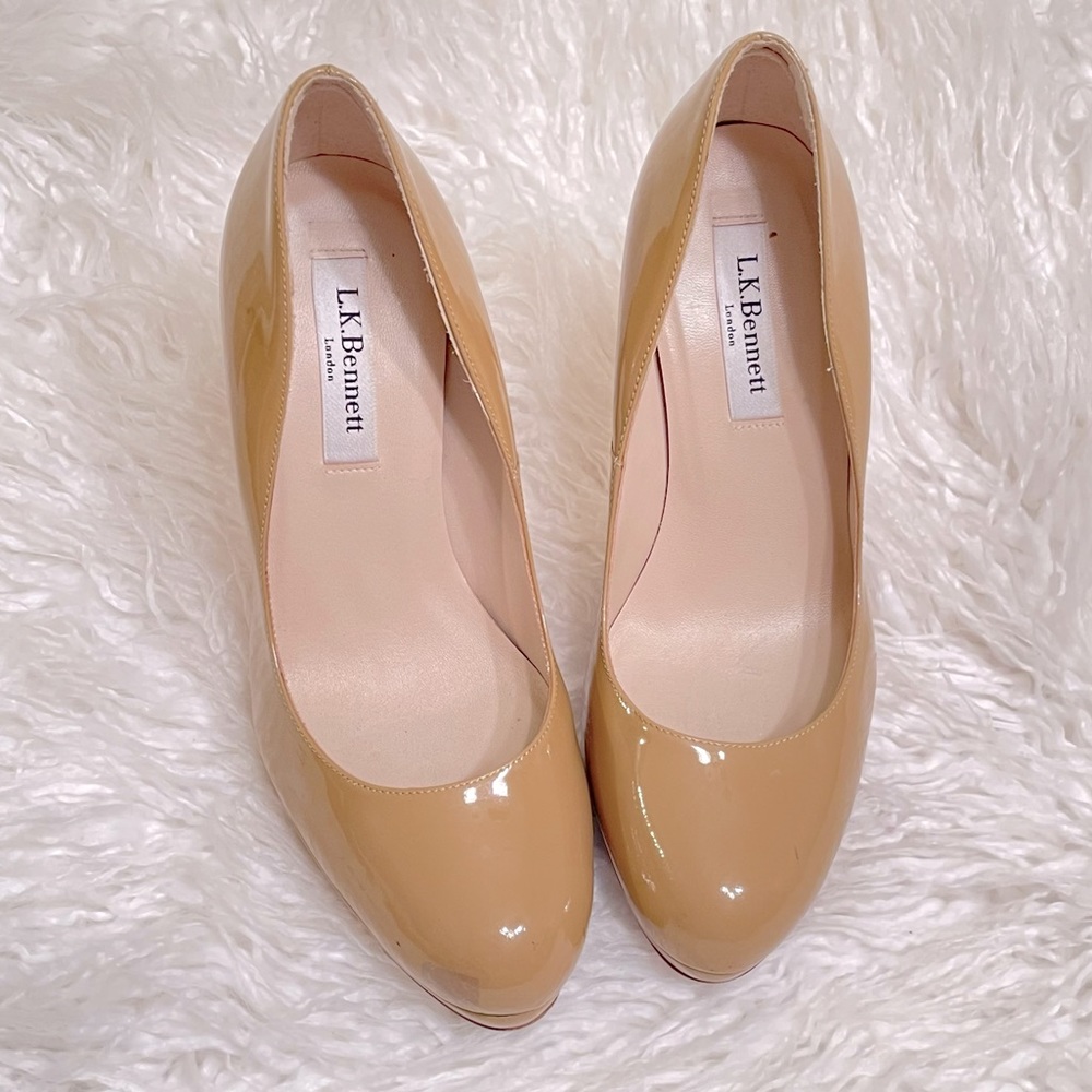 L.K. Bennett Nude Patent Leather Heels, $295
